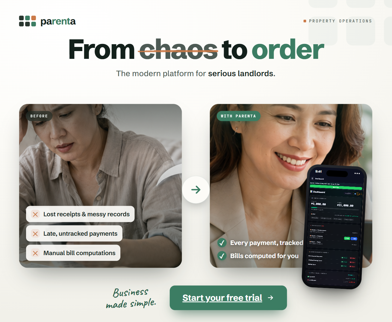 From chaos to order — Parenta before and after